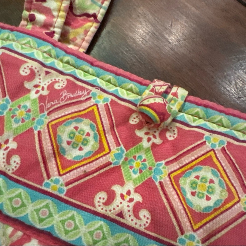 Vera Bradley Pink Paisley Floral Print Shoulder Purse Medium Size Bag Tote - Picture 3 of 6